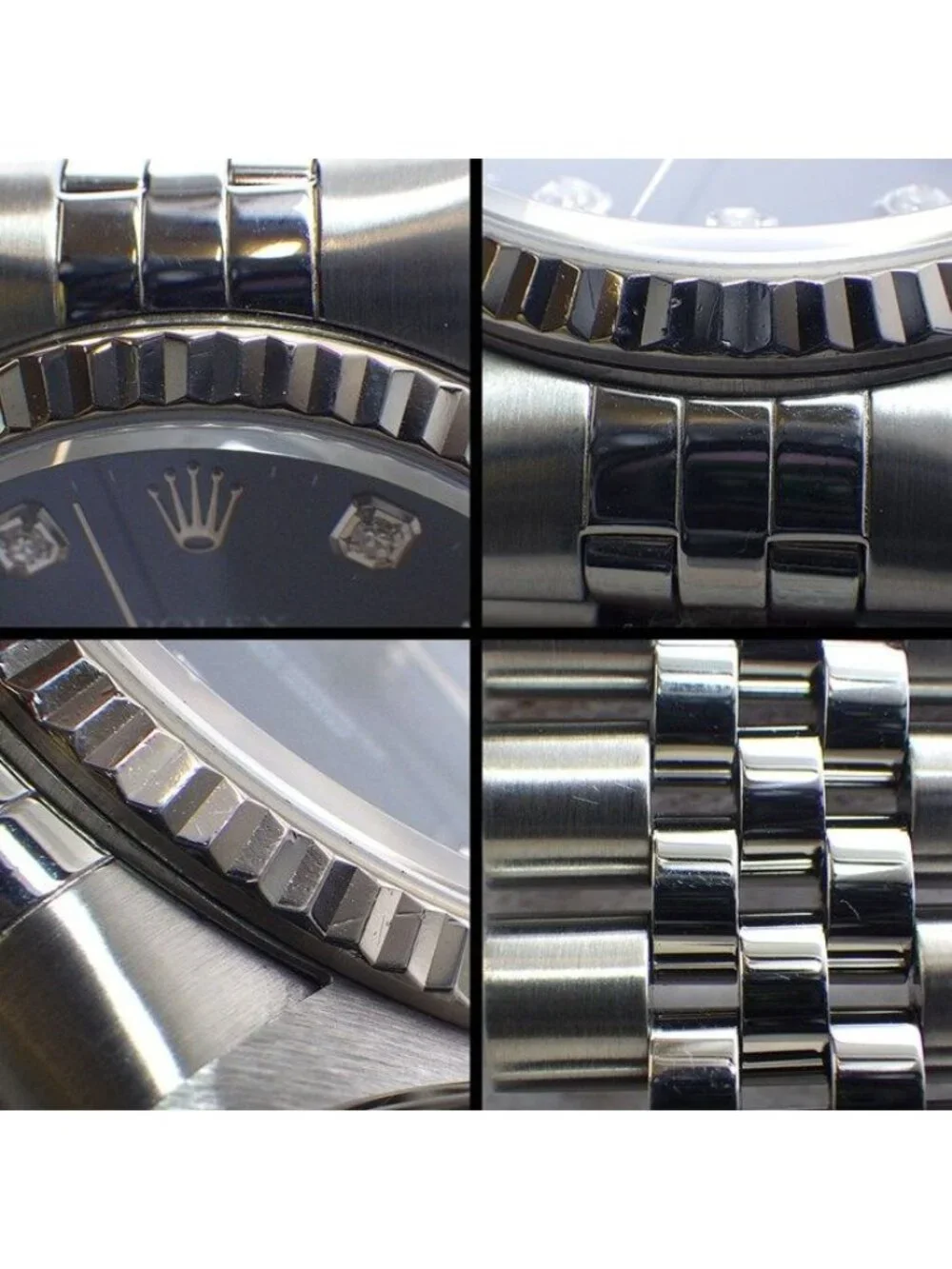 Rolex Watch Datejust Diamond Index Sunray Blue Dial 18k White Gold SS Automatic
